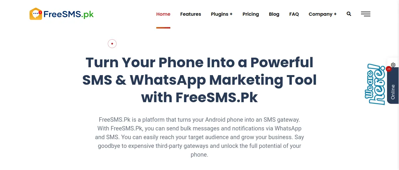 Freesms.pk home page