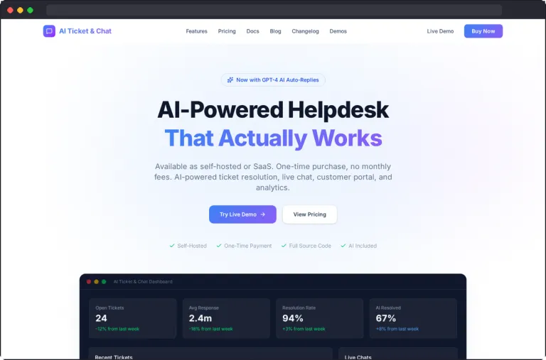 AI Ticket & Chat screenshot