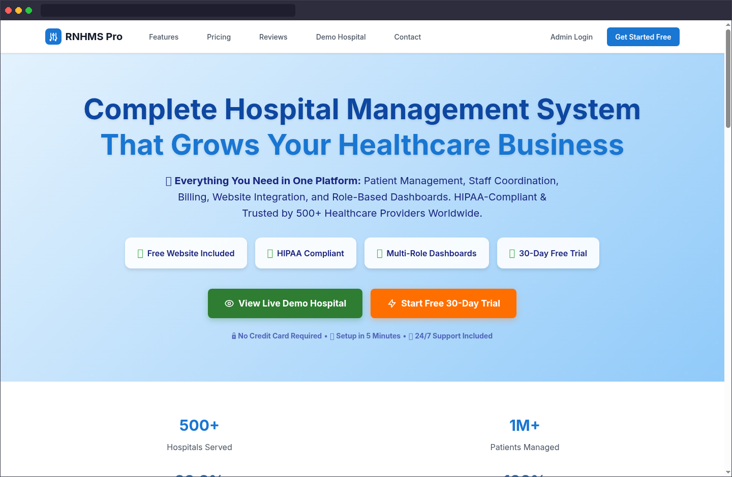 RNHMS — Hospital Management System screenshot