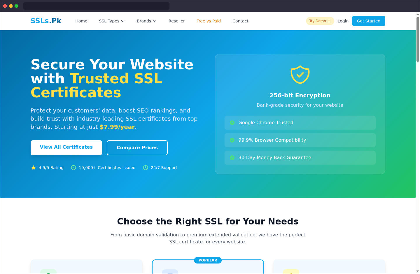 SSLs.pk — SSL Certificate Store screenshot